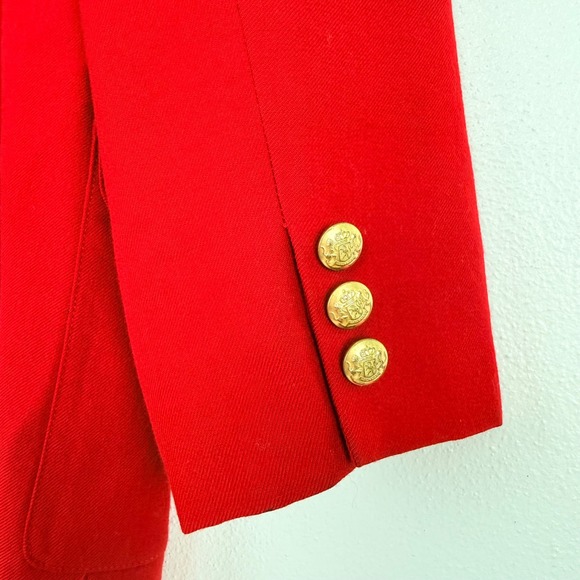 Vintage Talbots Red Wool Blazer Single Breasted Womens 8 Gold Buttons Academia - Picture 10 of 16